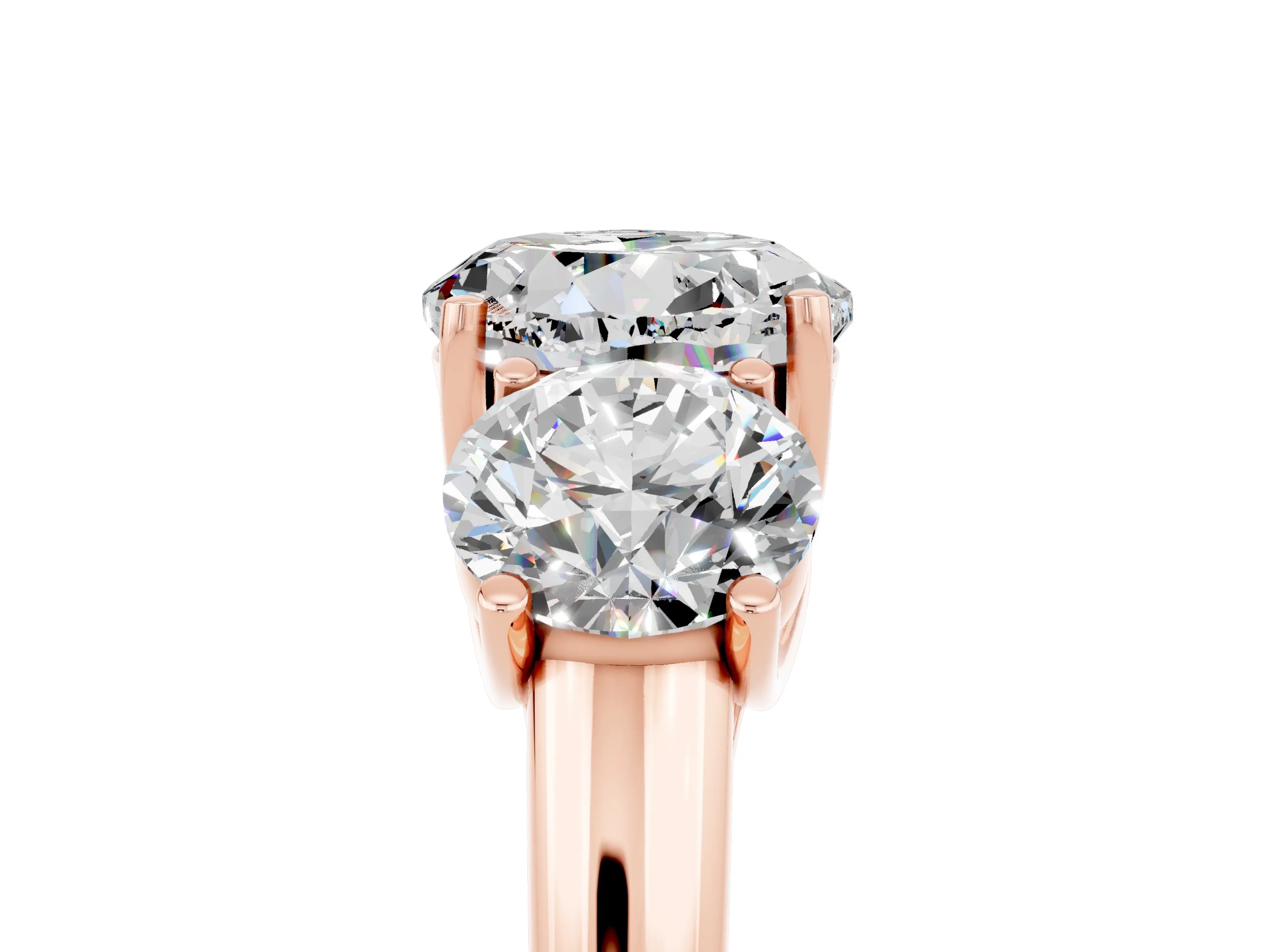 Rose gold Three-Stone Round Cut Moissanite Engagement Ring with Prong Setting_5