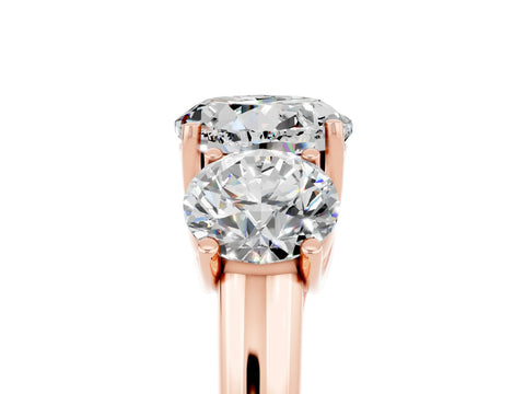 Rose gold Three-Stone Round Cut Moissanite Engagement Ring with Prong Setting_5