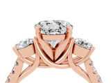 Rose gold Three-Stone Round Cut Moissanite Pavé Band with Four-Prong Setting_4