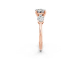 Rose gold Three-Stone Round Cut Moissanite Ring with Pear Side Stones and Four-Prong Setting_2