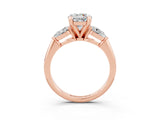 Rose gold Three-Stone Round Cut Moissanite Ring with Pear Side Stones and Four-Prong Setting_3