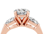 Rose gold Three-Stone Round Cut Moissanite Ring with Pear Side Stones and Four-Prong Setting_4