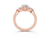 Rose gold Three-Stone Round Cut Moissanite Ring with Pear  Side Stones in Four-Prong Setting_39