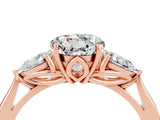 Rose gold Three-Stone Round Cut Moissanite Ring with Pear  Side Stones in Four-Prong Setting_40