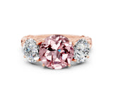 Rose gold Three-Stone Round Cut Morganite Braided Band Ring with Four-Prong Setting_12