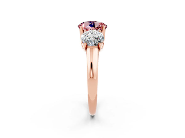 Rose gold Three-Stone Round Cut Morganite Engagement Ring with Prong Setting