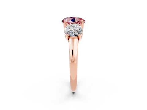 Rose gold Three-Stone Round Cut Morganite Engagement Ring with Prong Setting_2