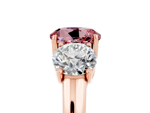 Rose gold Three-Stone Round Cut Morganite Engagement Ring with Prong Setting_5