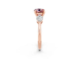 Rose gold Three-Stone Round Cut Morganite Ring with Pear Side Stones and Four-Prong Setting_2