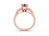 Rose gold Three-Stone Round Cut Morganite Ring with Pear Side Stones and Four-Prong Setting_3