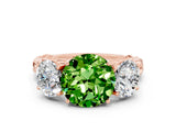 Rose gold Three-Stone Round Cut Peridot Braided Band Ring with Four-Prong Setting_12