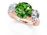 Rose gold Three-Stone Round Cut Peridot Braided Band Ring with Four-Prong Setting_13