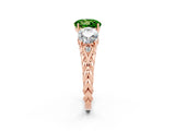 Rose gold Three-Stone Round Cut Peridot Braided Band Ring with Four-Prong Setting_14