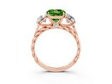 Rose gold Three-Stone Round Cut Peridot Braided Band Ring with Four-Prong Setting_15