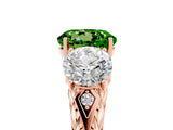 Rose gold Three-Stone Round Cut Peridot Braided Band Ring with Four-Prong Setting_17