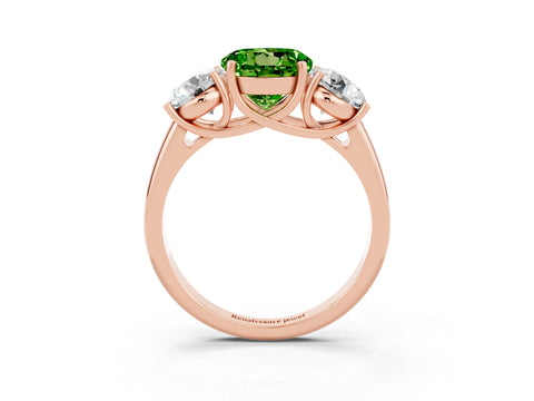 Rose gold Three-Stone Round Cut Peridot Engagement Ring with Prong Setting_3