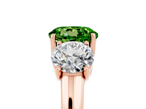 Rose gold Three-Stone Round Cut Peridot Engagement Ring with Prong Setting_5