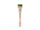 Rose gold Three-Stone Round Cut Peridot Pavé Band with Four-Prong Setting_2