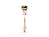 Rose gold Three-Stone Round Cut Peridot Ring with Pear Side Stones and Four-Prong Setting_2