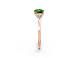 Rose gold Three-Stone Round Cut Peridot Ring with Pear  Side Stones in Four-Prong Setting_14