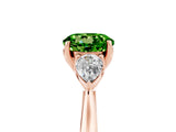 Rose gold Three-Stone Round Cut Peridot Ring with Pear  Side Stones in Four-Prong Setting_17