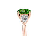 Rose gold Three-Stone Round Cut Peridot Ring with Pear  Side Stones in Four-Prong Setting_41