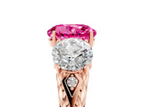 Rose gold Three-Stone Round Cut Pink Sapphire Braided Band Ring with Four-Prong Setting_41
