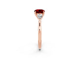 Rose gold Three-Stone Round Cut Ruby Ring with Pear  Side Stones in Four-Prong Setting_38