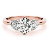 Rose gold Three-Stone Round Cut Solitaire Diamond Ring with Prong Setting 1