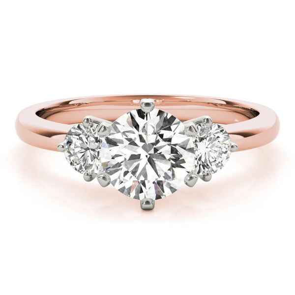 Rose gold Three-Stone Round Cut Solitaire Diamond Ring with Prong Setting