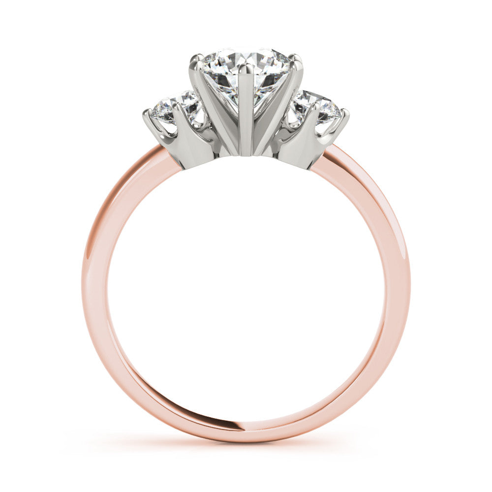 Rose gold Three-Stone Round Cut Solitaire Diamond Ring with Prong Setting 2