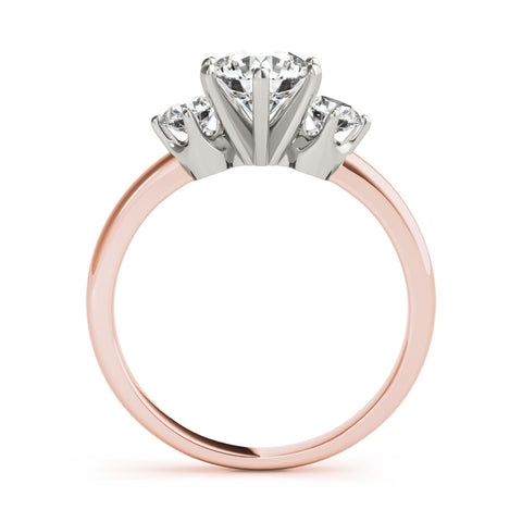 Rose gold Three-Stone Round Cut Solitaire Diamond Ring with Prong Setting 2