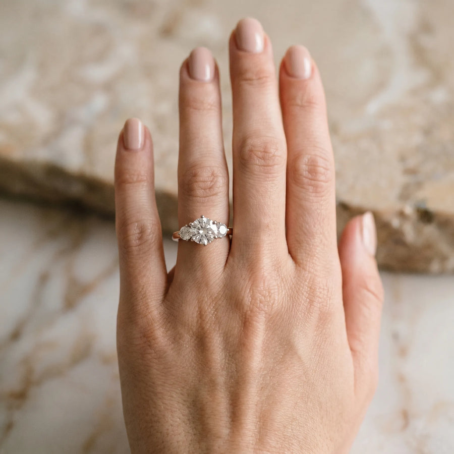 Rose gold Three-Stone Round Cut Solitaire Diamond Ring with Prong Setting