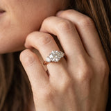 Rose gold Three-Stone Round Cut Solitaire Diamond Ring with Prong Setting_14