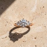 Rose gold Three-Stone Round Cut Solitaire Diamond Ring with Prong Setting_15