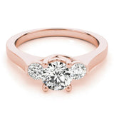 Rose gold Three-Stone Round Cut Solitaire Engagement Ring with Prong Setting and Classic Band 1