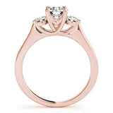 Rose gold Three-Stone Round Cut Solitaire Engagement Ring with Prong Setting and Classic Band 2