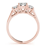 Rose gold Three-Stone Round Cut Solitaire Ring with Classic Band and Prong Setting 2