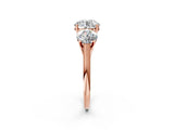 Rose gold Three-Stone Round Cut Solitaire Ring with Classic Band and Prong Setting_16