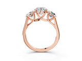 Rose gold Three-Stone Round Cut Solitaire Ring with Classic Band and Prong Setting_17
