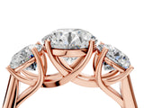Rose gold Three-Stone Round Cut Solitaire Ring with Classic Band and Prong Setting_18