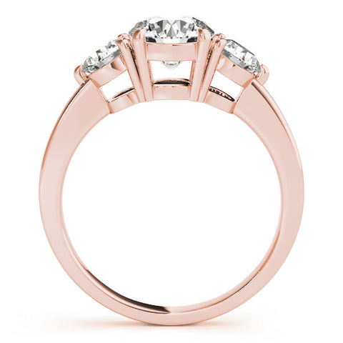 Rose gold Three-Stone Round Cut Solitaire Ring with Prong Setting on a Classic Band 1