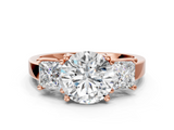 Rose gold Three-Stone Round Cut Solitaire Ring with Prong Setting_3