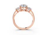 Rose gold Three-Stone Round Cut Solitaire Ring with Prong Setting_6