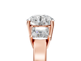 Rose gold Three-Stone Round Cut Solitaire Ring with Prong Setting_8