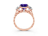 Rose gold Three-Stone Round Cut Tanzanite Braided Band Ring with Four-Prong Setting_15