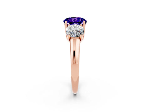 Rose gold Three-Stone Round Cut Tanzanite Engagement Ring with Prong Setting_2
