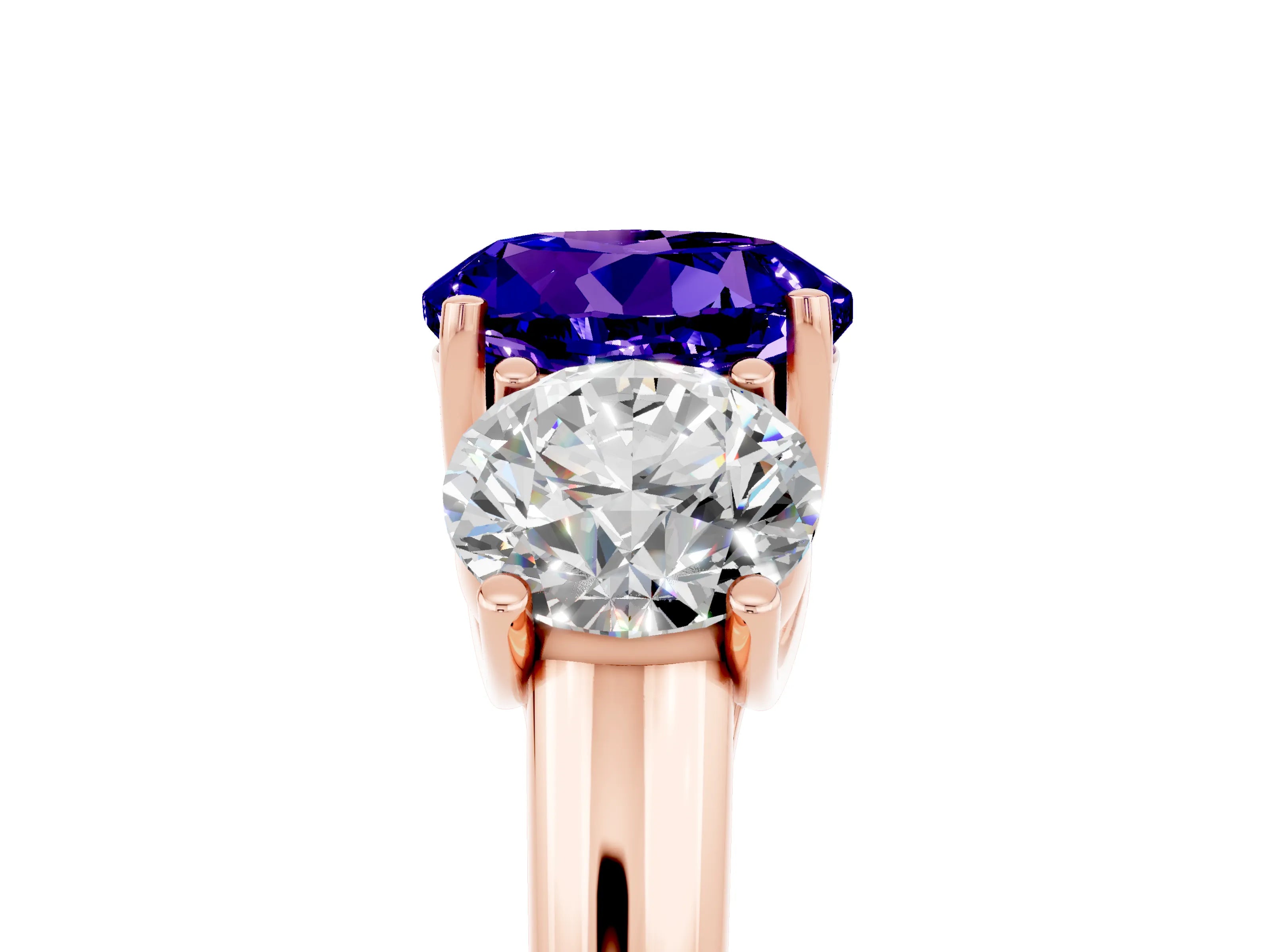 Rose gold Three-Stone Round Cut Tanzanite Engagement Ring with Prong Setting_5