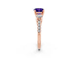 Rose gold Three-Stone Round Cut Tanzanite Pavé Band with Four-Prong Setting_2
