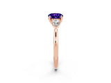Rose gold Three-Stone Round Cut Tanzanite Ring with Pear  Side Stones in Four-Prong Setting_14